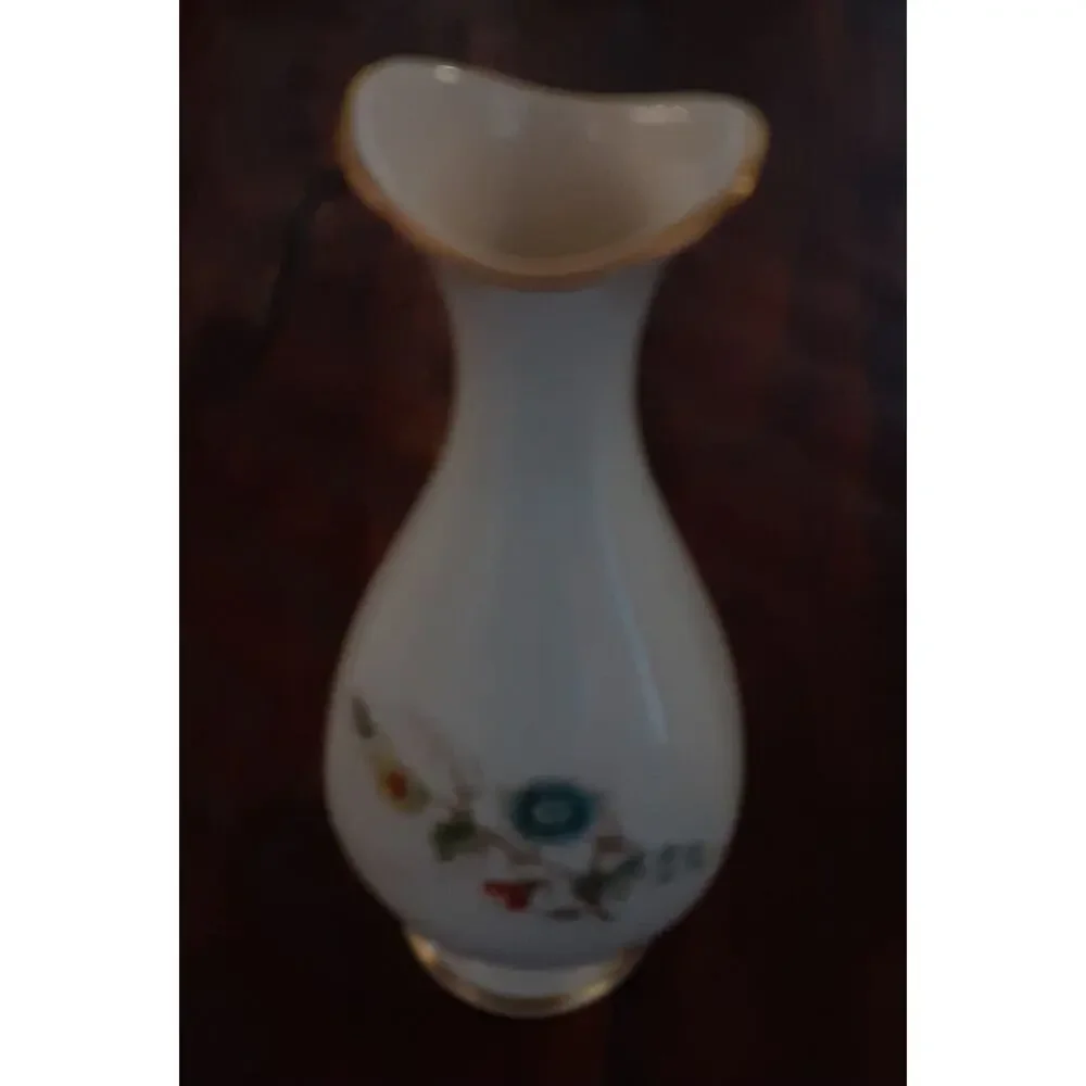 Vintage Lenox Hand Decorated w/ 18K Gold Floral Bud Vase Japandi